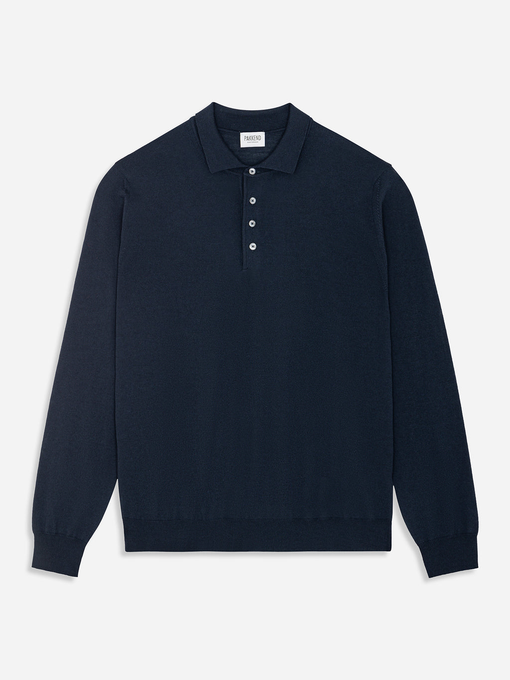 Navy Fine Merino Long Sleeve Polo