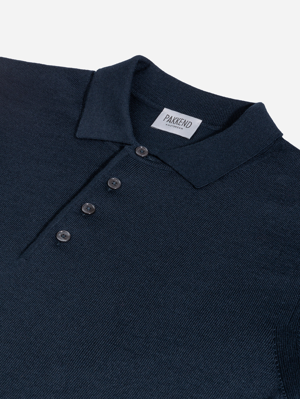 Navy Fine Merino Long Sleeve Polo
