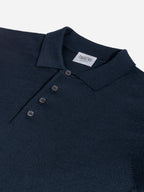 Navy Fine Merino Long Sleeve Polo