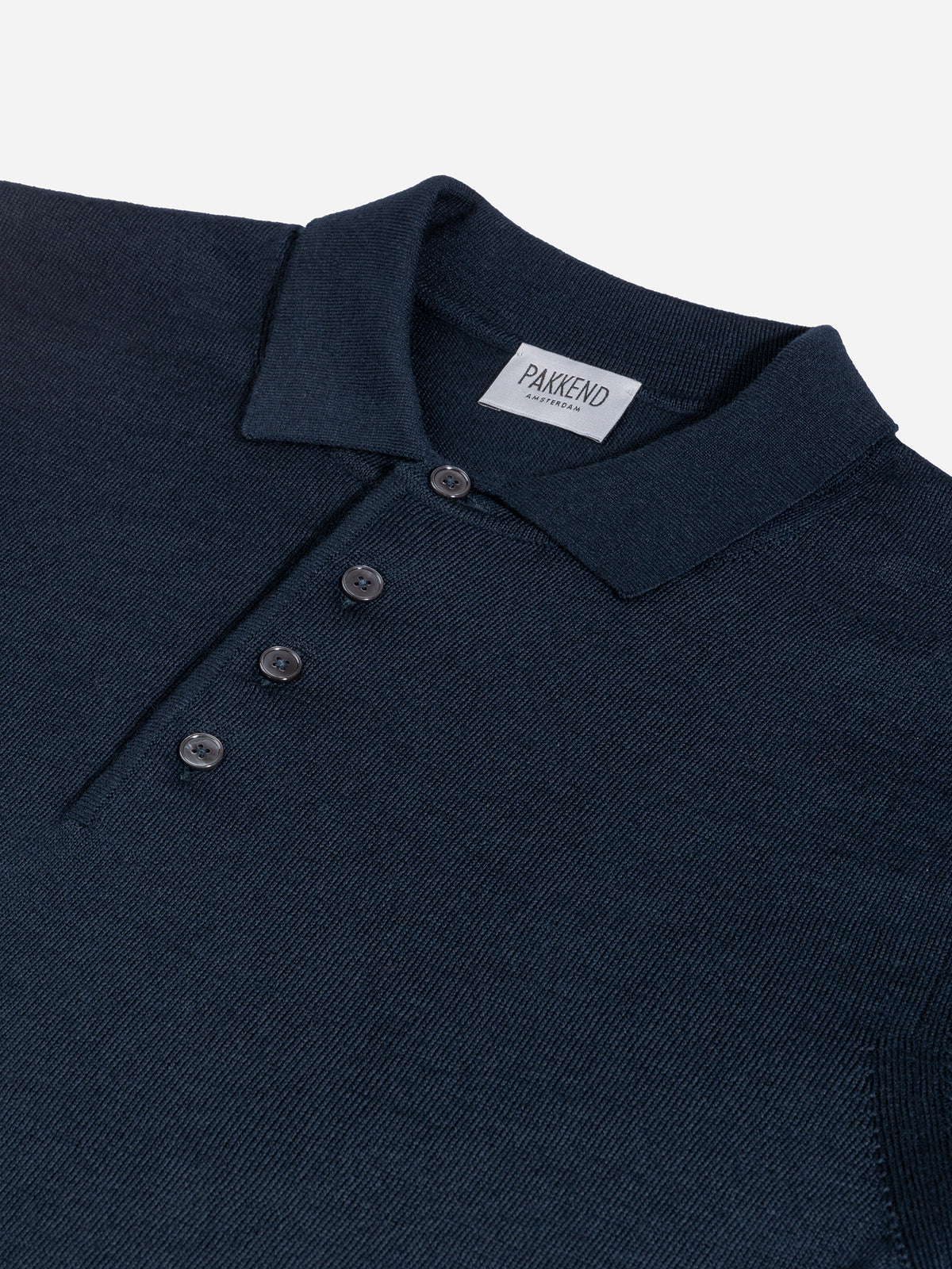 Navy Fine Merino Long Sleeve Polo