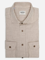 Beige Cotton Wool Blend Shirt