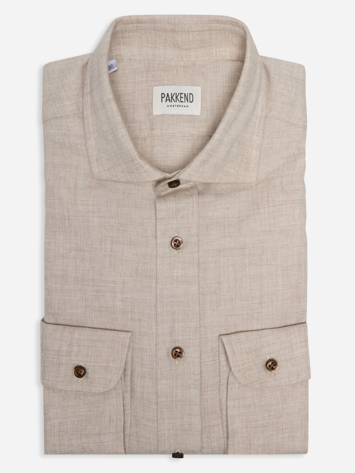 Beige Cotton Wool Blend Shirt