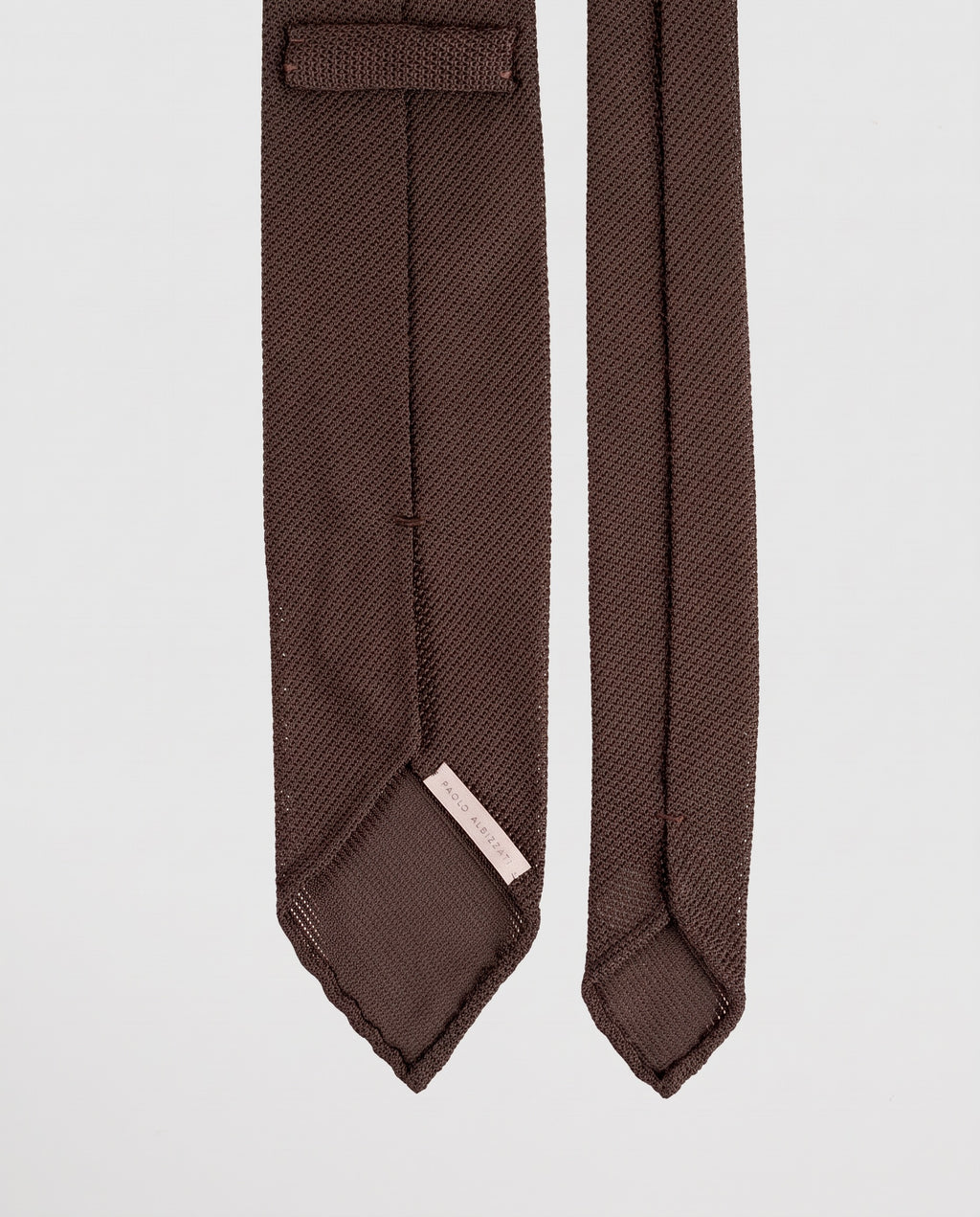 Paolo Albizzati Handmade Grenadine Brown Silk Tie