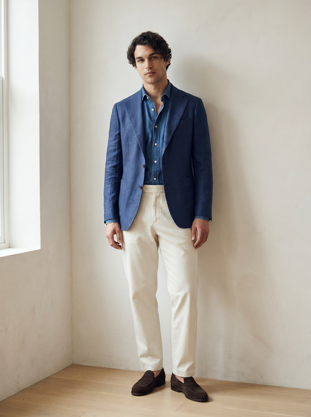Navy Linen Blend Jacket