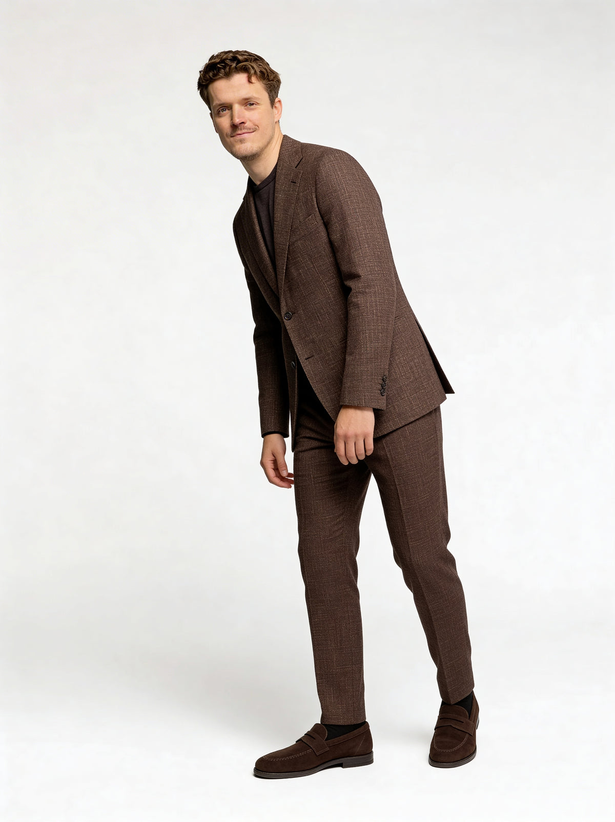 Brown Linen Blend Suit